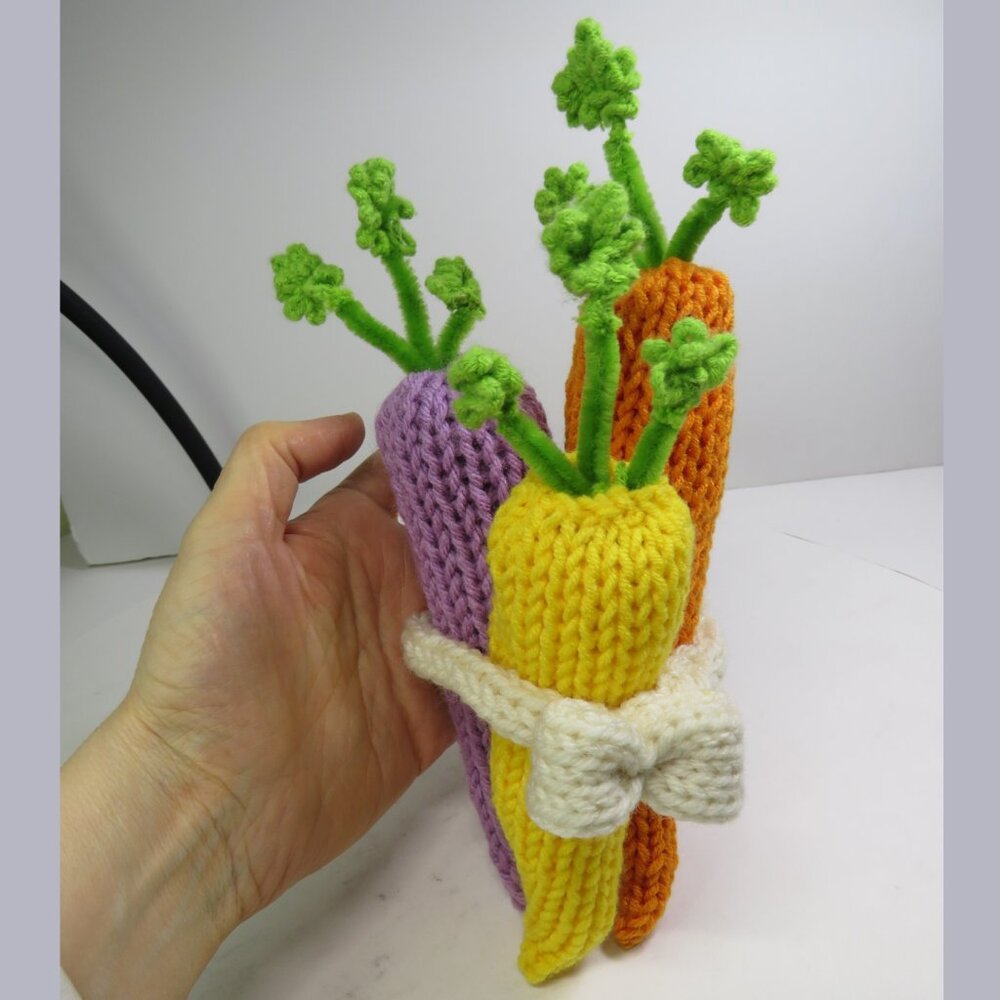 Easter Carrots Handcrafted made of yarn 9 1/2 in long Farmhouse
